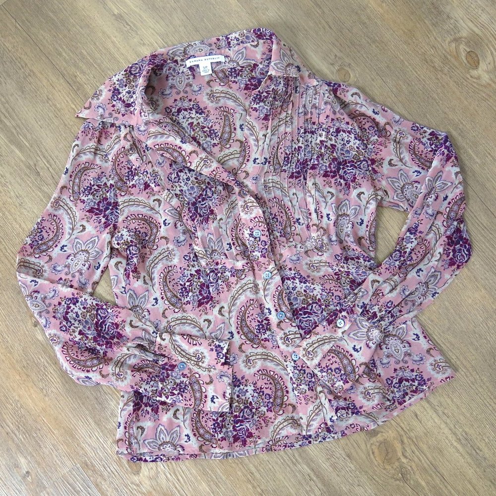 100% Silk Banana Republic Paisley Blouse